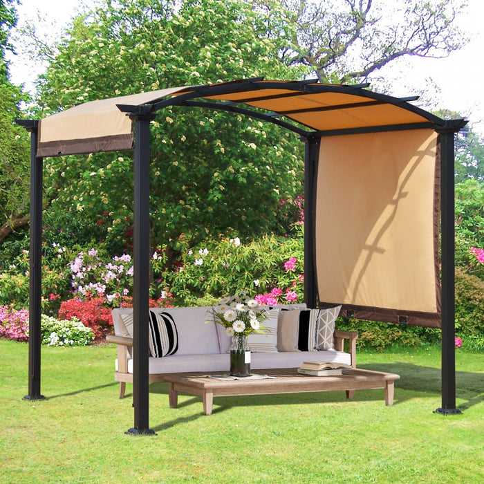 Outsunny 10' X 8' Outdoor Retractable Canopy Pergola Steel Frame Patio Pergola Shelter Sun Shade Wit