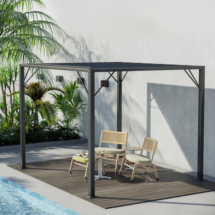 Outsunny 8' X 10' Pergola Shade Metal Patio Gazebo Sun Shade Shelter With Adjustable Breathable Mesh