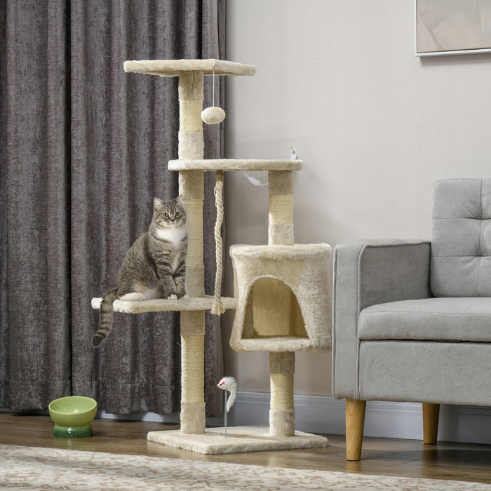 Pawhut 46inch Scratching Cat Tree, Multi Level Cat Tower For Large Cats Adult With Toys And Condo, B
