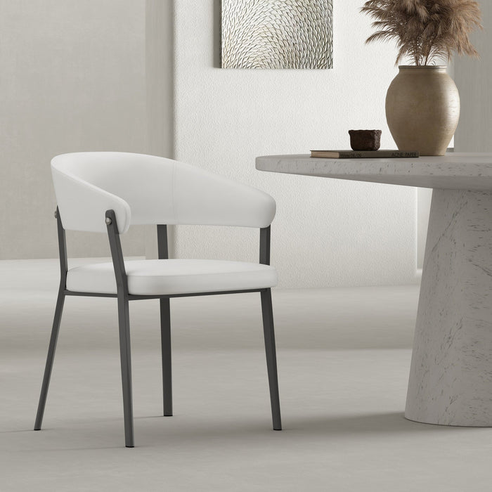 Belle Modern Metal Upholstered Dining Chair in White 