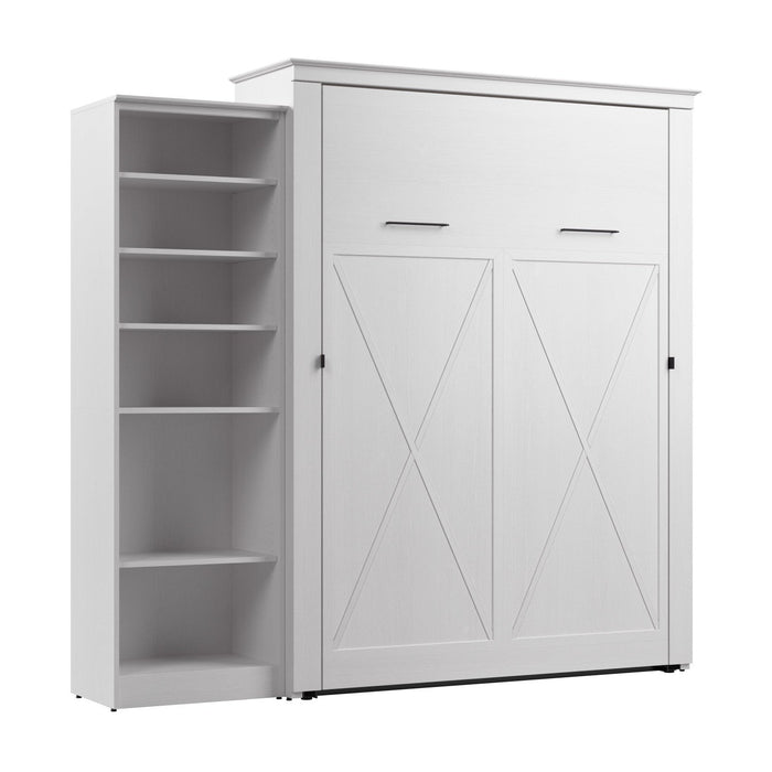 Bestar Key West Queen Murphy Bed with Closet Organizer (94 W) - Pure White Oak