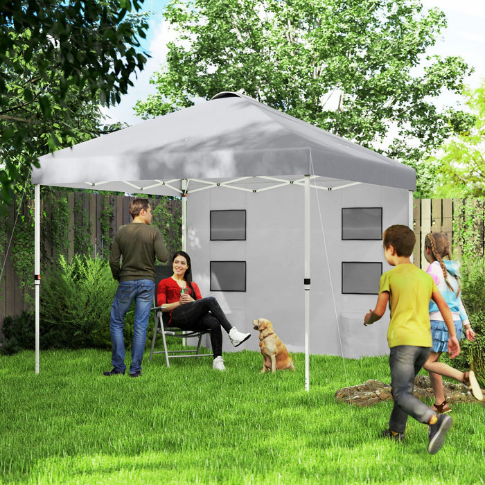 Outsunny 10' X 10' Pop Up Canopy Tent With Sidewall, Light Grey