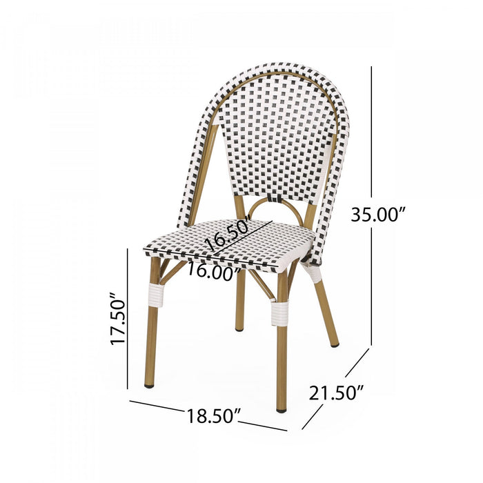 Julien Faux Ratten and Aluminum French Bistro Chairs, Set of 2 - Black and White 