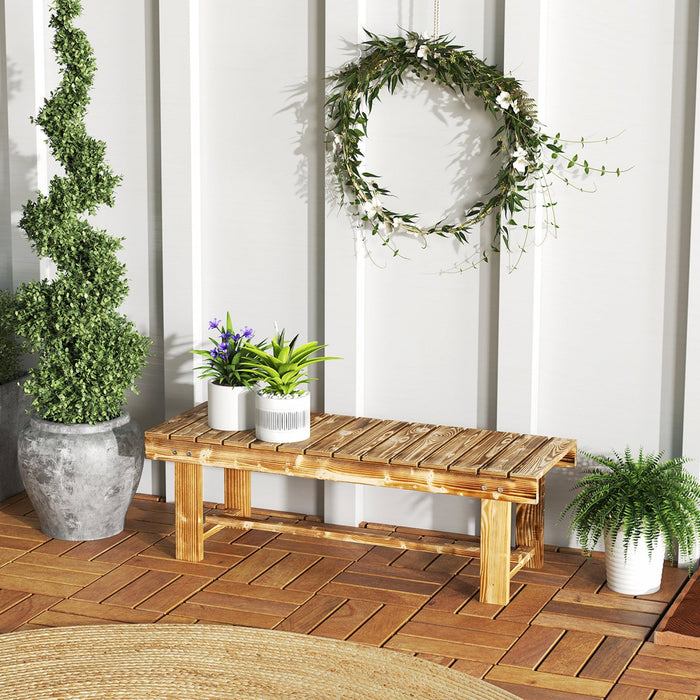 Outsunny 43.25" Outdoor Wood Garden Bench Double Seat Carbonized