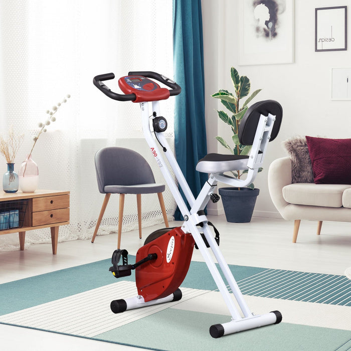 Soozier Foldable Exercise Bike With 8 Levels Of Magnetic Resistance, Indoor Stationary Bike, X Bike,
