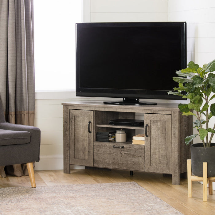 Lionel Corner Tv Stand, For Tvs Up To 48 Inches - Weathered Oak 
