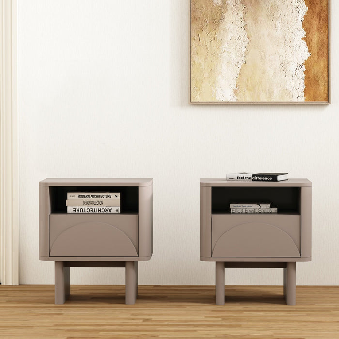 Ella Modern 20\" Nightstand in Mocha (1-Drawer) - Set of 2 