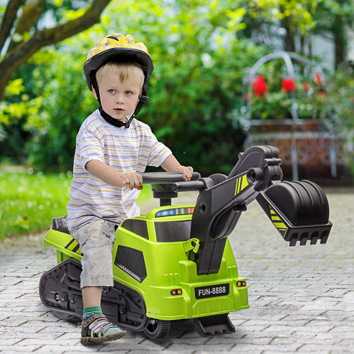 Aosom 3 In 1 Ride On Excavator Bulldozer Road Roller, No Power Pretend Play Construction With Music,