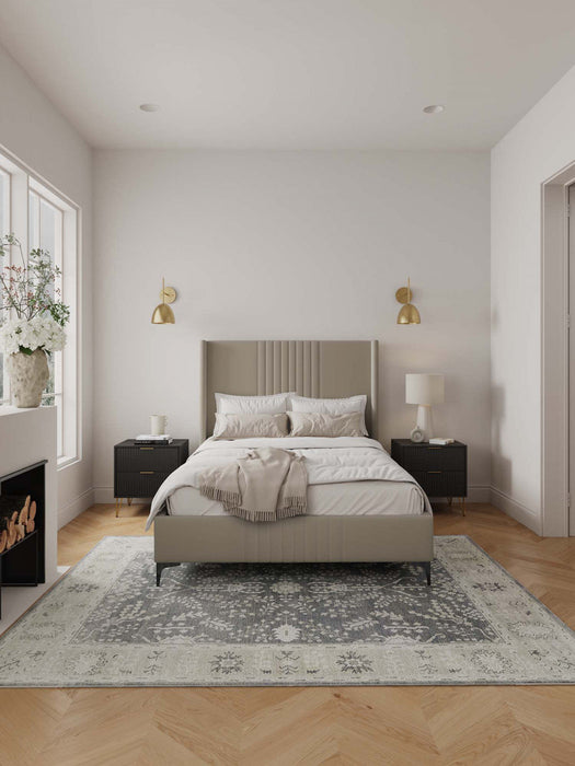 Promenade Mid-Century Modern Upholstered Velvet Full Bed in Rustic Taupe 