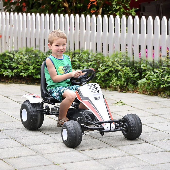 Aosom Pedal Go Kart Children Ride On Car Racing Style With Adjustable Seat, Plastic Wheels, Handbrak