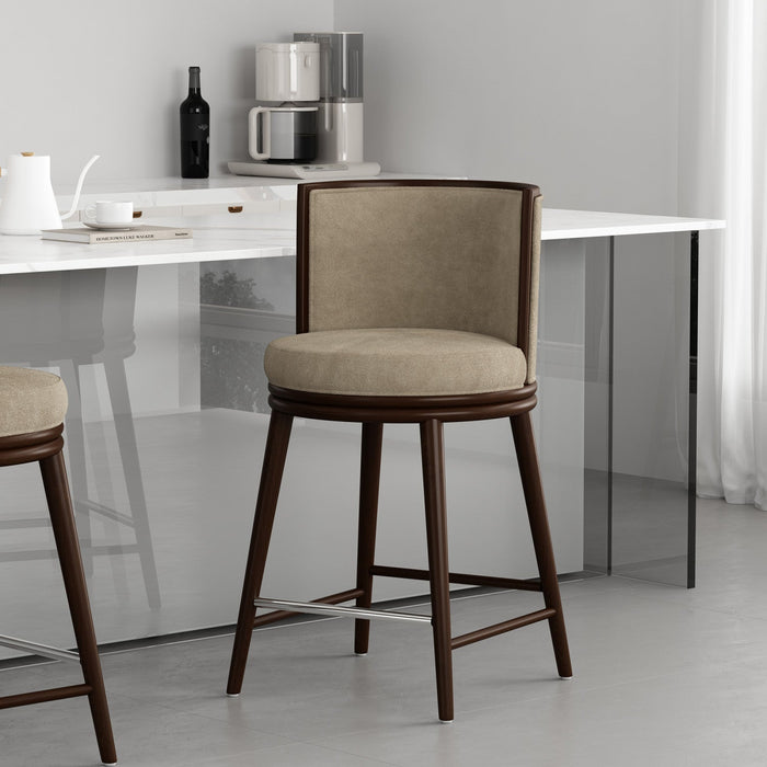 Evalyn Modern Wood Upholstered Counter Stool in Natural 