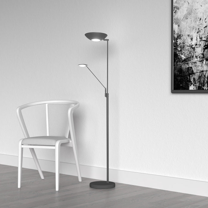 Dainolite Mother & Son LED Floor Lamp Black/Polished Chrome Finish