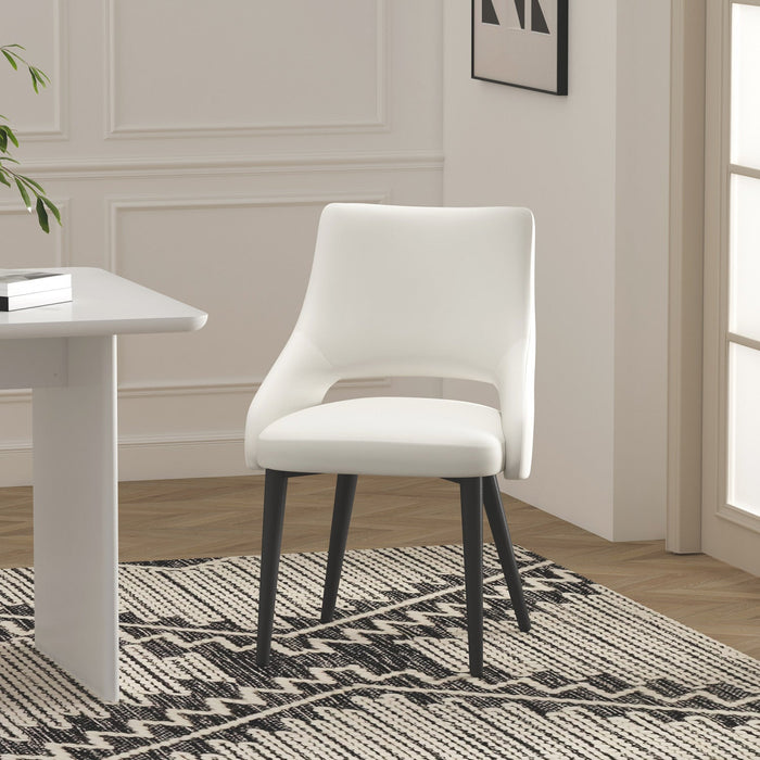 Tremont Modern Metal Vegan Leather Dining Chair in White 