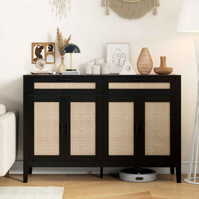 HOMCOM 53" Sideboard Buffet Cabinet with Storage Drawers and Doors, Black