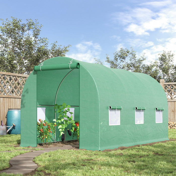 Outsunny 15' X 6.2' X 6.6' Walk-in Tunnel Greenhouse Garden Plant Seed Growing Warm House Outdoor Ho