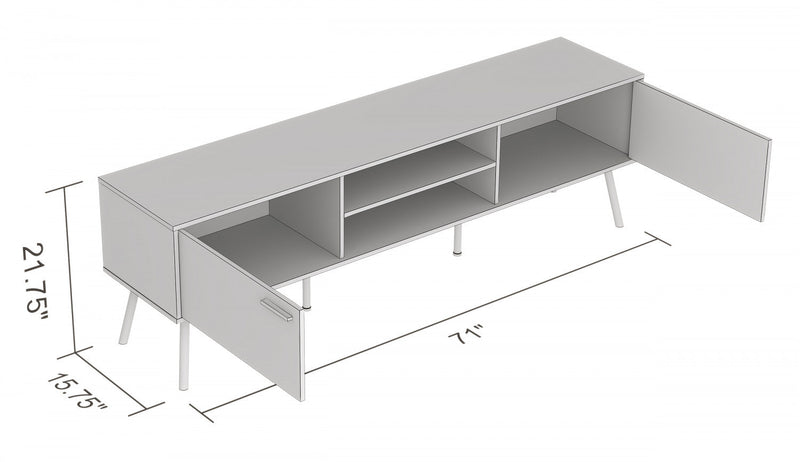 71” Durable Wood TV Stand With 2 Closed Doors 2 Shelves - Brown Reclaimed Wood 