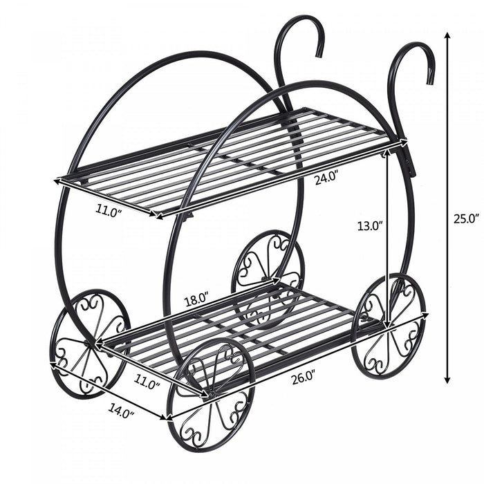 Costway Heavy Duty Metal Flower Cart Pot Rack Plant Display Stand Holder Decor