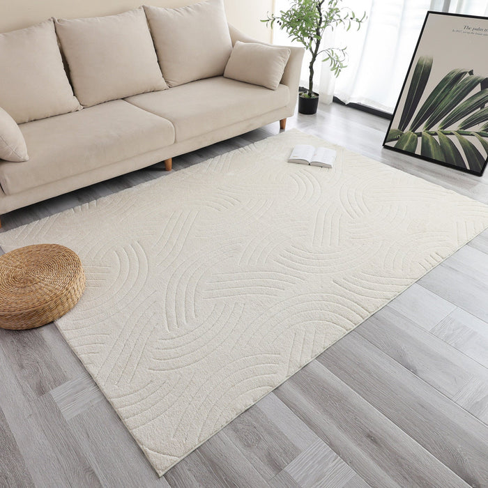 Velvet Crescent Cream Washable Shag Area Rug 8'x10' Indoor Area Rug 