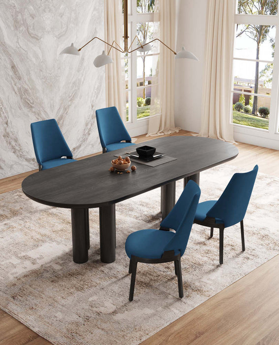 Kara Modern Wood Upholstered Dining Chair in Blue - Set of 4 