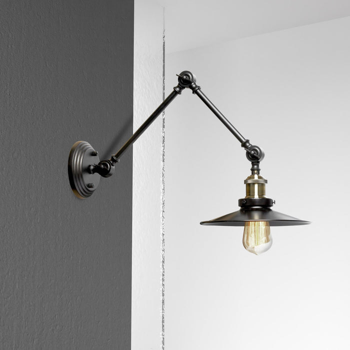 Dainolite Vintage 1 Light Adjustable Wall Sconce Black Finish Lamp