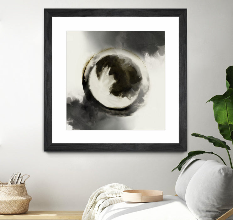 \"Smokey Circumference\" Matted and Framed Black 36x36 Wall Art
