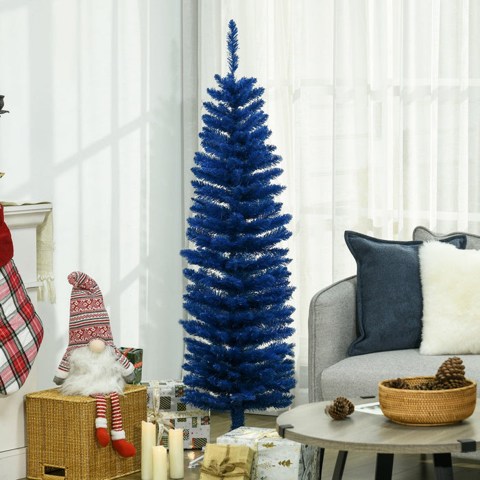 Homcom Pencil Artificial Christmas Tree, Pencil Xmas Tree, Deep Blue
