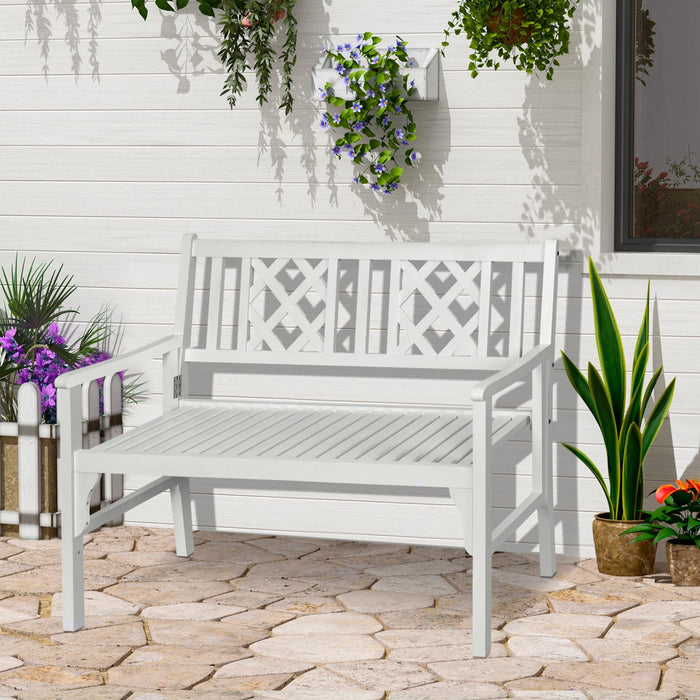 Outsunny Foldable Garden Bench, White