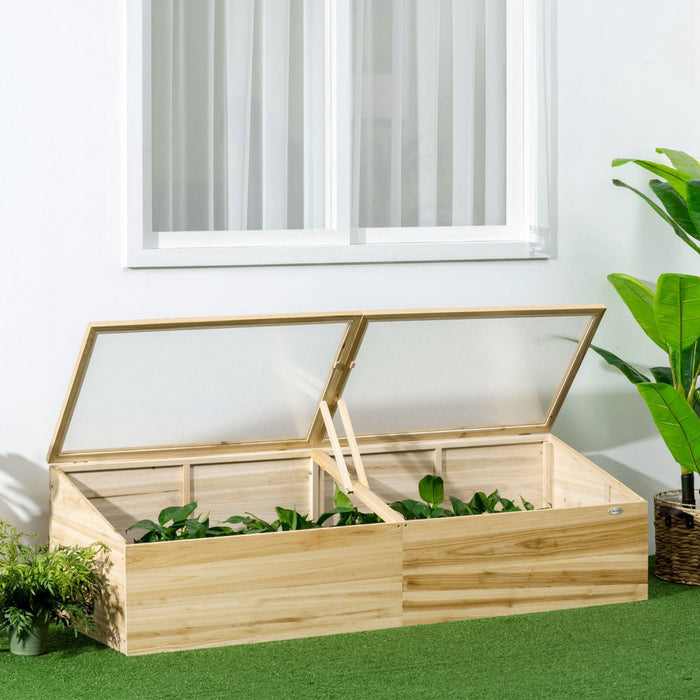 Outsunny Wooden Cold Frame With Openable Roof, Portable Mini Greenhouse For Indoor, Outdoor, Flowers