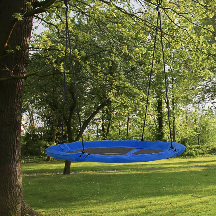 Outsunny 43.25\" Saucer Swing Giant Hanging Tree Swing, Nest Web Rope Seat, Adjustable Hanging Ropes 