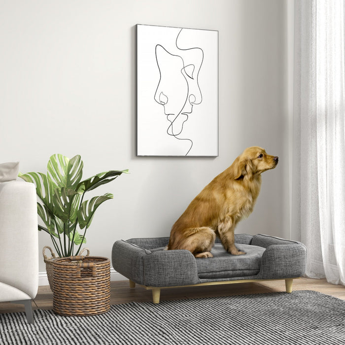 Pawhut Dog Sofa, Elevated Dog Couch For Large Dogs, Removable Washable Pet Sofa Cat Bed With Anti-sl