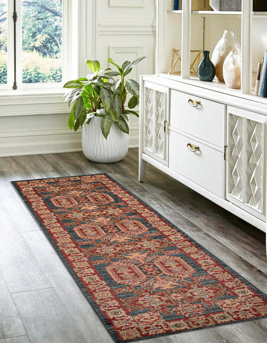Lena Traditional 2'3\" x 7'6\" Runner Rug in Blue Indoor Area Rug 