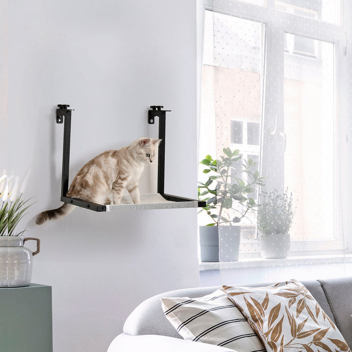 Pawhut Wall Mounted Cat Shelf, Kitten Perch, Kitty Furniture With Breathable Mesh Mat For Relaxing, 