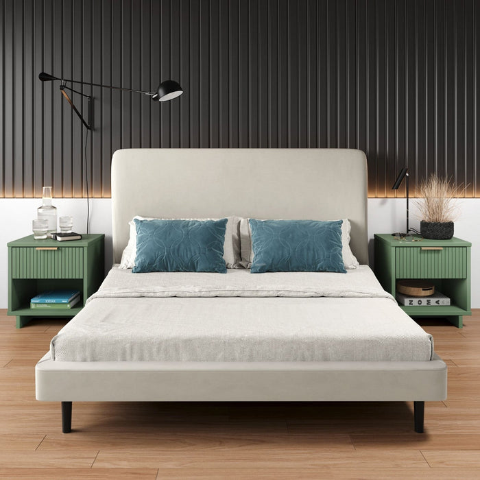 Granville Modern 18\" Nightstand in Sage Green (1-Drawer) - Set of 2 
