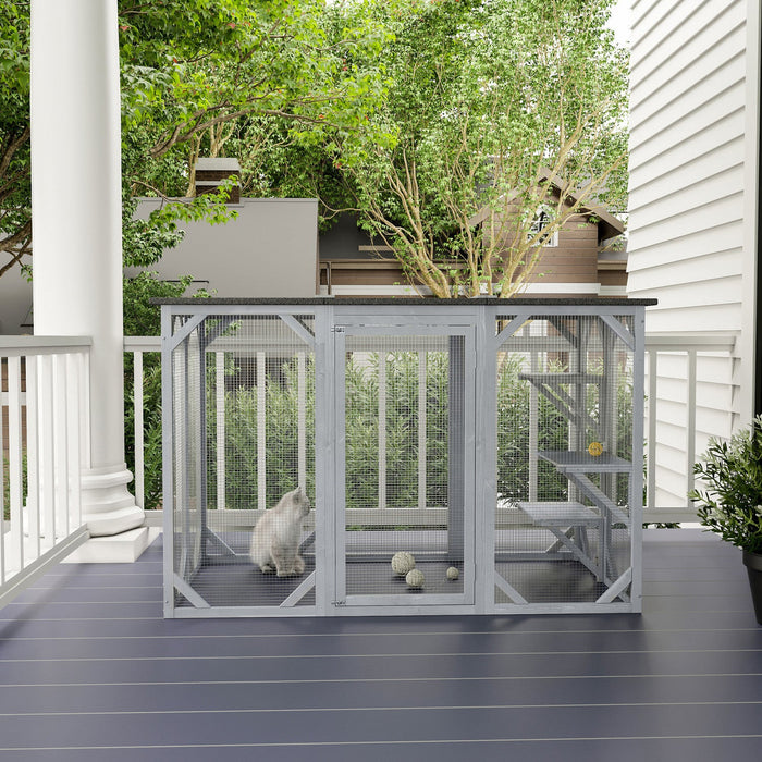 Pawhut Cat Cage Indoor Catio Outdoor Cat Enclosure Pet House Small Animal Hutch For Rabbit, Kitten, 