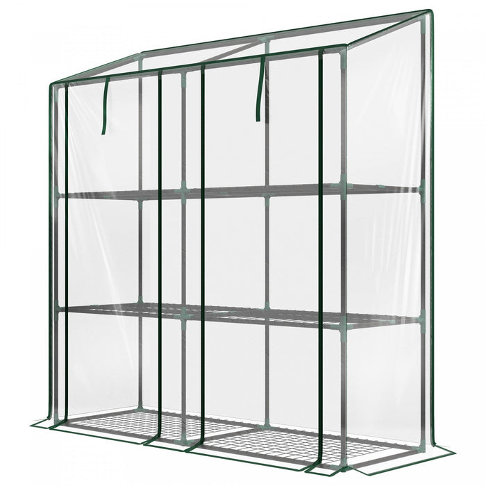 Outsunny Mini Greenhouse With 3 Tier 6 Shelves Portable Green House, Clear