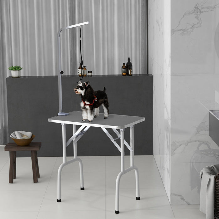 Pawhut 32in Foldable Dog Grooming Table For Small Dogs, Pet Grooming Table For Dogs Cats With Adjust