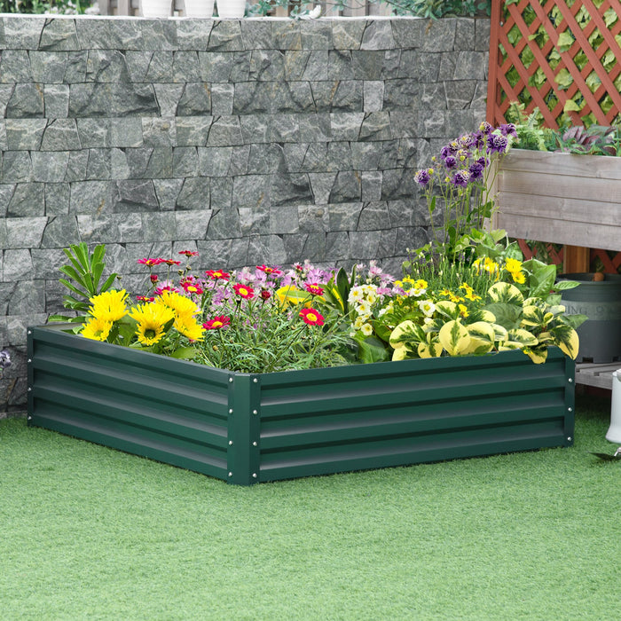 Outsunny 4' X 4' X 1' Raised Garden Bed Box With Weatherized Steel Frame For Vegetables, Flowers, & 