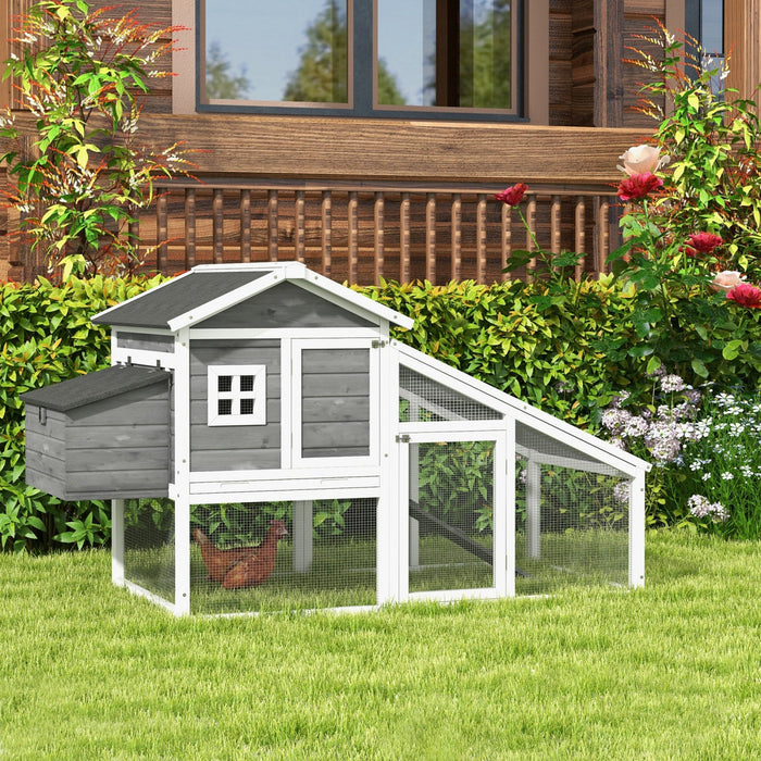 Pawhut 69\" Chicken Coop Wooden Hen House Rabbit Hutch Poultry Cage Pen Outdoor Backyard With Outdoor