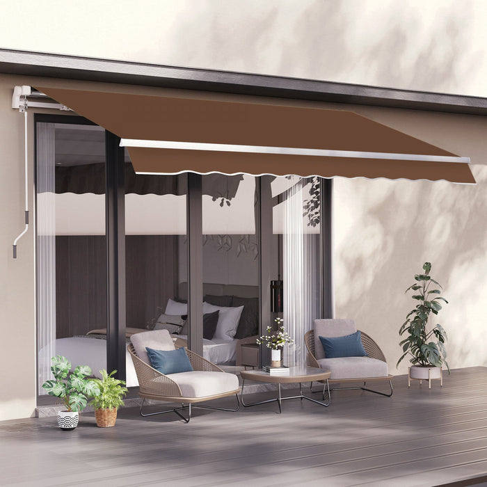 Outsunny 13' X 8' Manual Retractable Patio Awning Sun Shade Outdoor Deck Window Door Canopy Shelter 