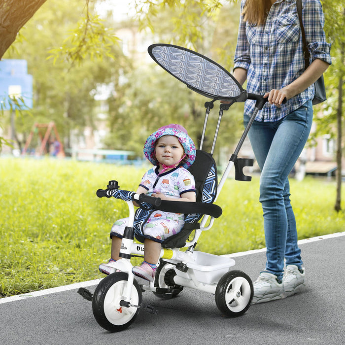 Qaba Kids Tricycle, 6 In 1 Push Bike Stroller With Removable Handlebar, Safety Fence And 5-point Har
