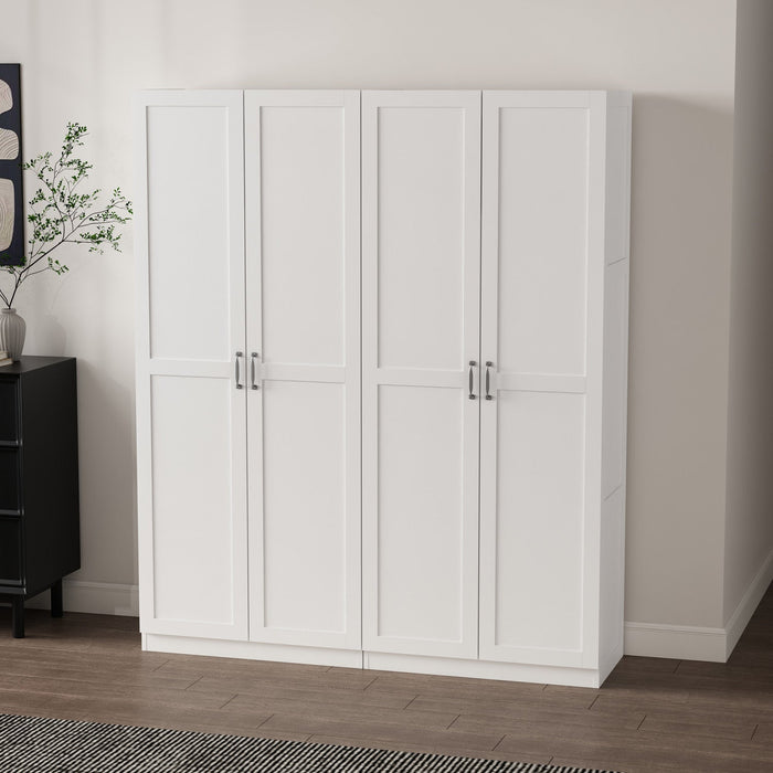 Cornelia Modern 2-Piece Wardrobe Closet in White Armoire 