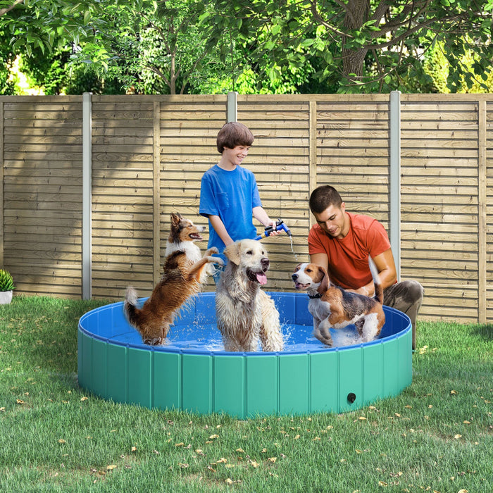 Pawhut Φ63\" Folding Dog Pool For Large Dogs, Portable Pet Kiddie Swimming Pool, Outdoor/indoor Puppy