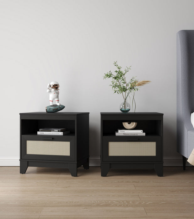 Sheridan Mid-Century Modern 22\" Nightstand in Black (1-Drawer) - Set of 2 