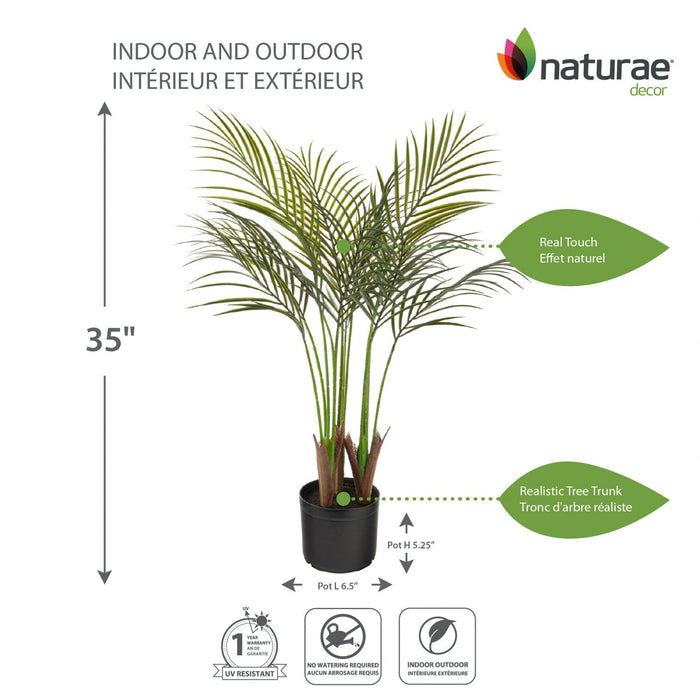 Artificial 35\" Areca Palm Indoor & Outdoor In Black Pot 
