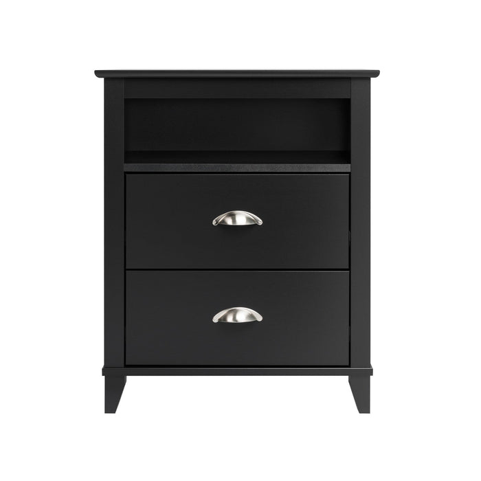Yaletown 2-Drawer Tall Nightstand - Black