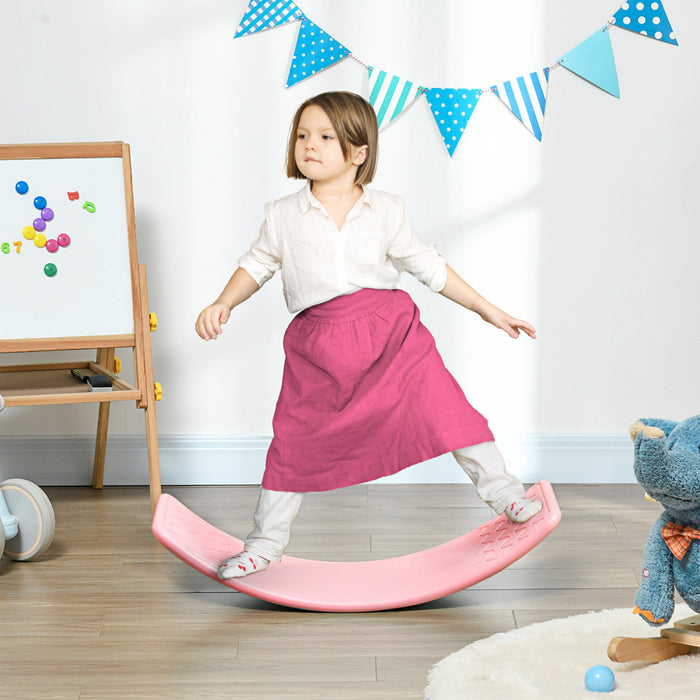 Qaba 32.3\" Balance Board, Wobble Board Kids Curvy Rocker Board, Ended Preschool Learning Montessori 