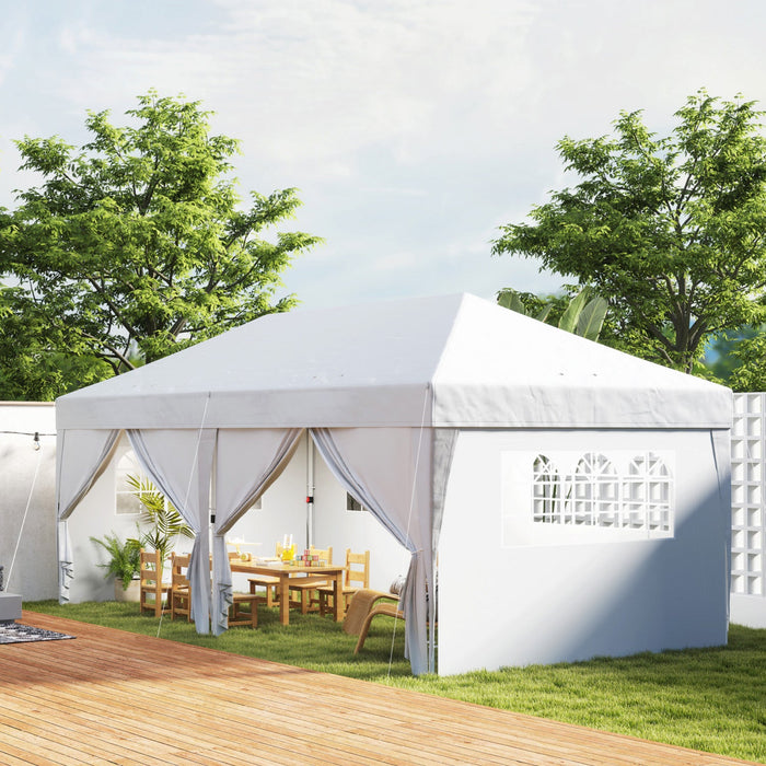 Outsunny 10'x20' Pop Up Tent Outdoor Easy Folding Gazebo Party Tent White