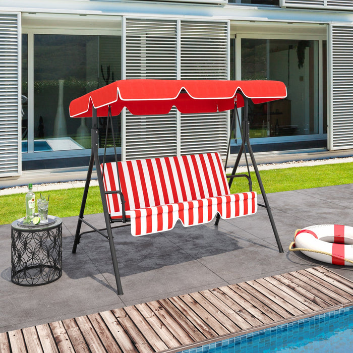 Outsunny 3-seat Patio Swing Chair, Outdoor Porch Swing Glider With Adjustable Canopy, Removable Cush