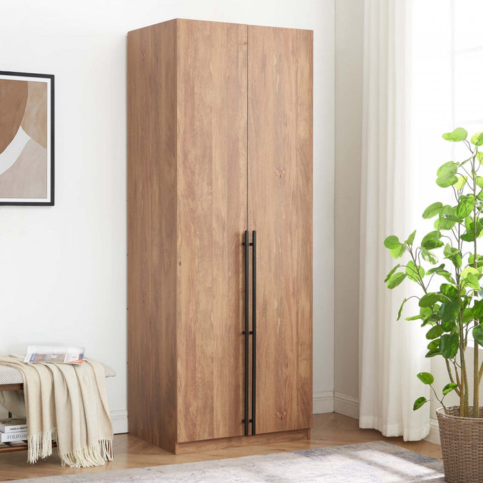 Lee Modern 32\" Wardrobe Closet in Golden Brown Armoire 
