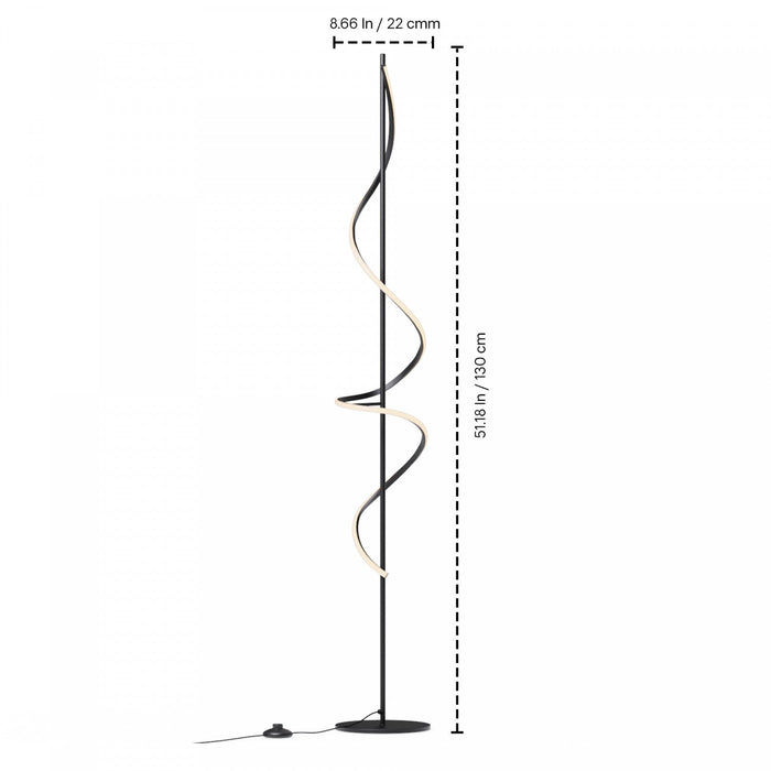 51\" Matte Black LED Floor Lamp with Stepless Dimming 